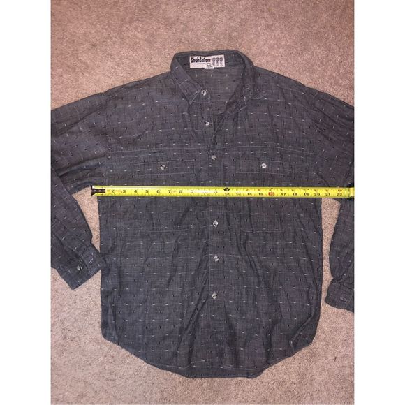 Shah Safari Gray Black Flecked Cotton Button-Up Shirt, Men's Size Large - Picture 5 of 6